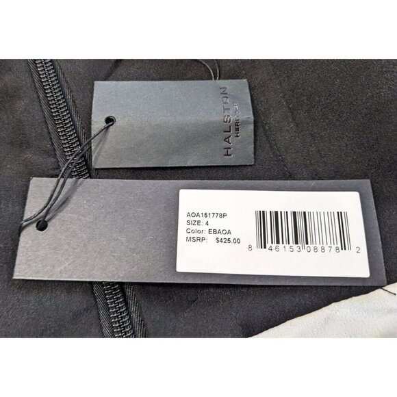 NWT HALSTON HERITAGE Abstract Orchid Print Structured Halter Fit&Flare Dress Sz4 - Picture 4 of 9